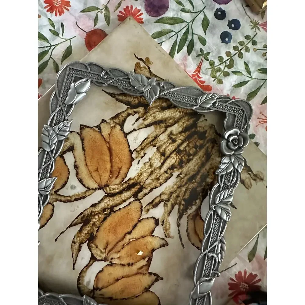 Metal Floral frame vintage art photo picture display framing silver Victorian